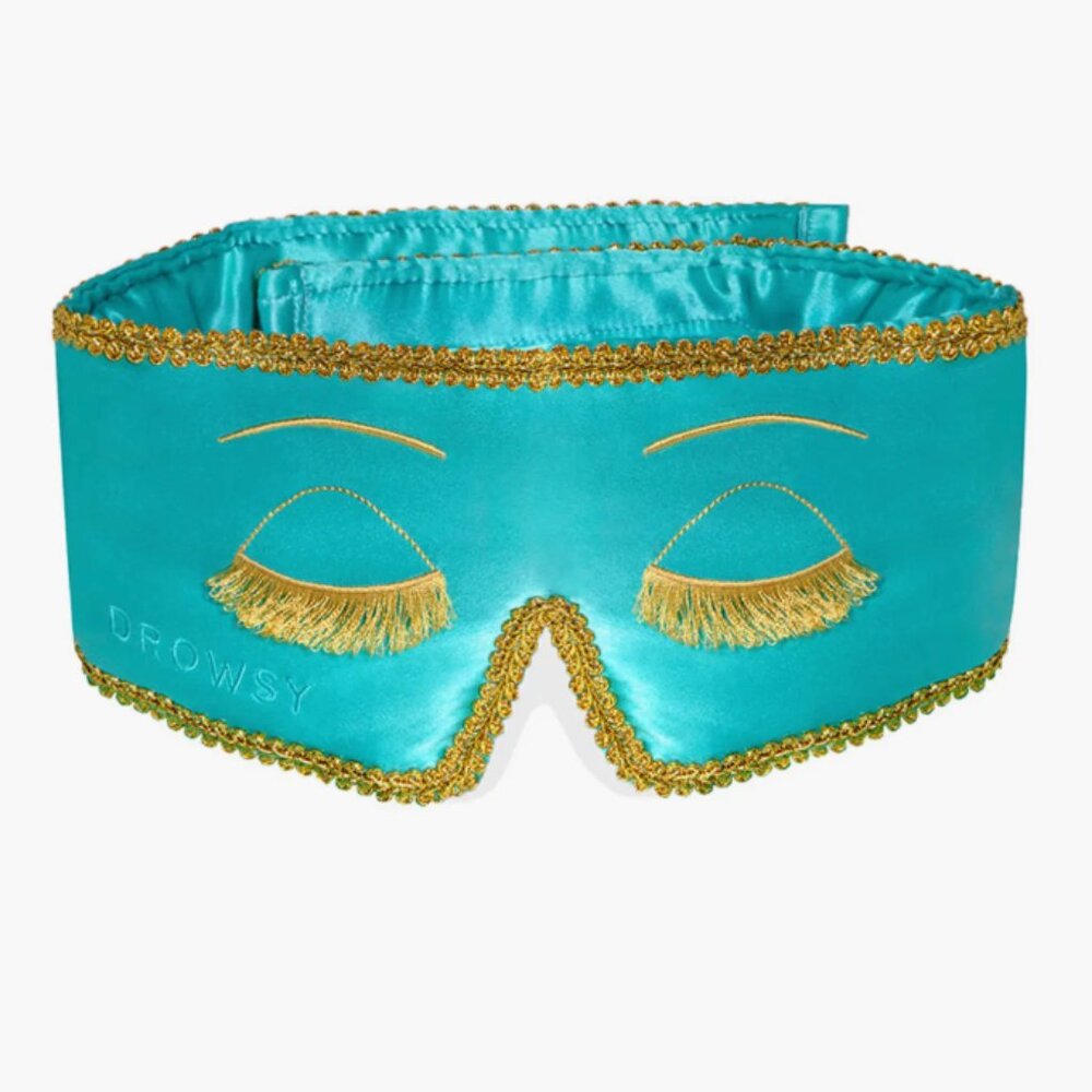 DROWSY Silk Sleep Mask - Eyelash-Protecting Contoured - Tiffany Blue - Picture 5 of 5